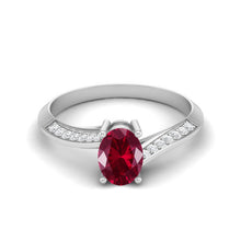 Load image into Gallery viewer, Ruby Oval Twisted Band Ring - Sterling Silver
