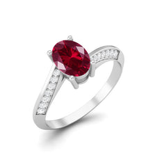 Load image into Gallery viewer, Ruby Oval Twisted Band Ring - Sterling Silver
