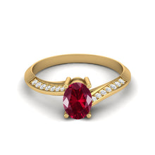 Load image into Gallery viewer, Ruby Oval Twisted Band Ring - Sterling Silver
