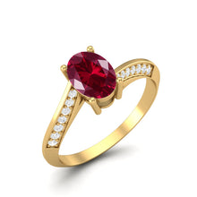 Load image into Gallery viewer, Ruby Oval Twisted Band Ring - Sterling Silver
