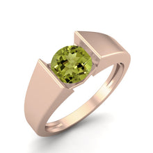 Load image into Gallery viewer, Peridot Modern Bezel-Inspired Design Ring – Sterling Silver
