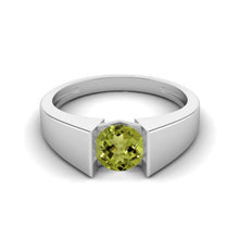 Load image into Gallery viewer, Peridot Modern Bezel-Inspired Design Ring – Sterling Silver
