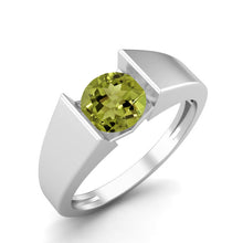 Load image into Gallery viewer, Peridot Modern Bezel-Inspired Design Ring – Sterling Silver
