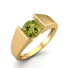 Load image into Gallery viewer, Peridot Modern Bezel-Inspired Design Ring – Sterling Silver
