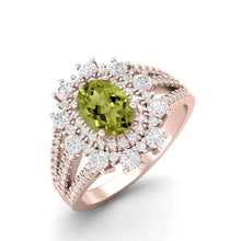 Load image into Gallery viewer, Peridot Grand Cluster Statement Ring – Sterling Silver
