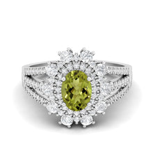 Load image into Gallery viewer, Peridot Grand Cluster Statement Ring – Sterling Silver
