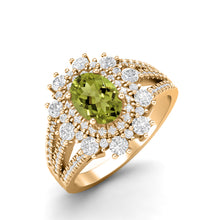 Load image into Gallery viewer, Peridot Grand Cluster Statement Ring – Sterling Silver

