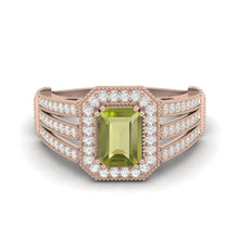 Load image into Gallery viewer, Peridot Art Deco Halo Statement Ring – Sterling Silver
