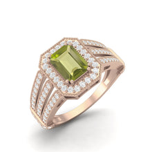 Load image into Gallery viewer, Peridot Art Deco Halo Statement Ring – Sterling Silver
