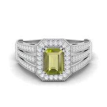 Load image into Gallery viewer, Peridot Art Deco Halo Statement Ring – Sterling Silver
