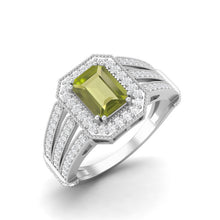 Load image into Gallery viewer, Peridot Art Deco Halo Statement Ring – Sterling Silver
