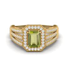 Load image into Gallery viewer, Peridot Art Deco Halo Statement Ring – Sterling Silver
