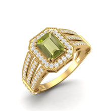 Load image into Gallery viewer, Peridot Art Deco Halo Statement Ring – Sterling Silver
