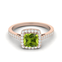 Load image into Gallery viewer, Peridot Halo Classic Solitaire Band Ring – Sterling Silver

