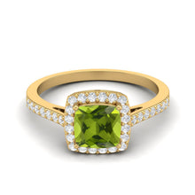Load image into Gallery viewer, Peridot Halo Classic Solitaire Band Ring – Sterling Silver

