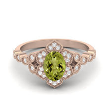 Load image into Gallery viewer, Peridot Vintage Royal Halo Design Ring – Sterling Silver

