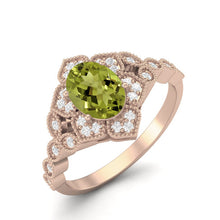 Load image into Gallery viewer, Peridot Vintage Royal Halo Design Ring – Sterling Silver
