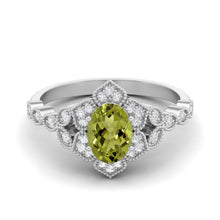 Load image into Gallery viewer, Peridot Vintage Royal Halo Design Ring – Sterling Silver

