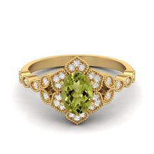 Load image into Gallery viewer, Peridot Vintage Royal Halo Design Ring – Sterling Silver
