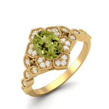 Load image into Gallery viewer, Peridot Vintage Royal Halo Design Ring – Sterling Silver
