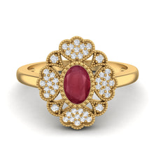 Load image into Gallery viewer, Ruby Floral Halo Ring - Sterling Silver
