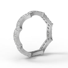 Load image into Gallery viewer, Moissanite Eternity Scalloped Crown Ring – Sterling Silver
