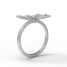 Load image into Gallery viewer, Moissanite Large Floral Statement Ring – Sterling Silver
