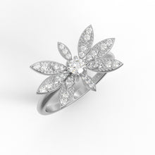 Load image into Gallery viewer, Moissanite Large Floral Statement Ring – Sterling Silver

