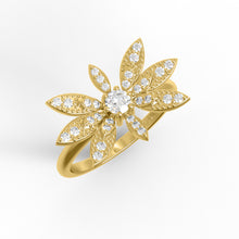 Load image into Gallery viewer, Moissanite Large Floral Statement Ring – Sterling Silver
