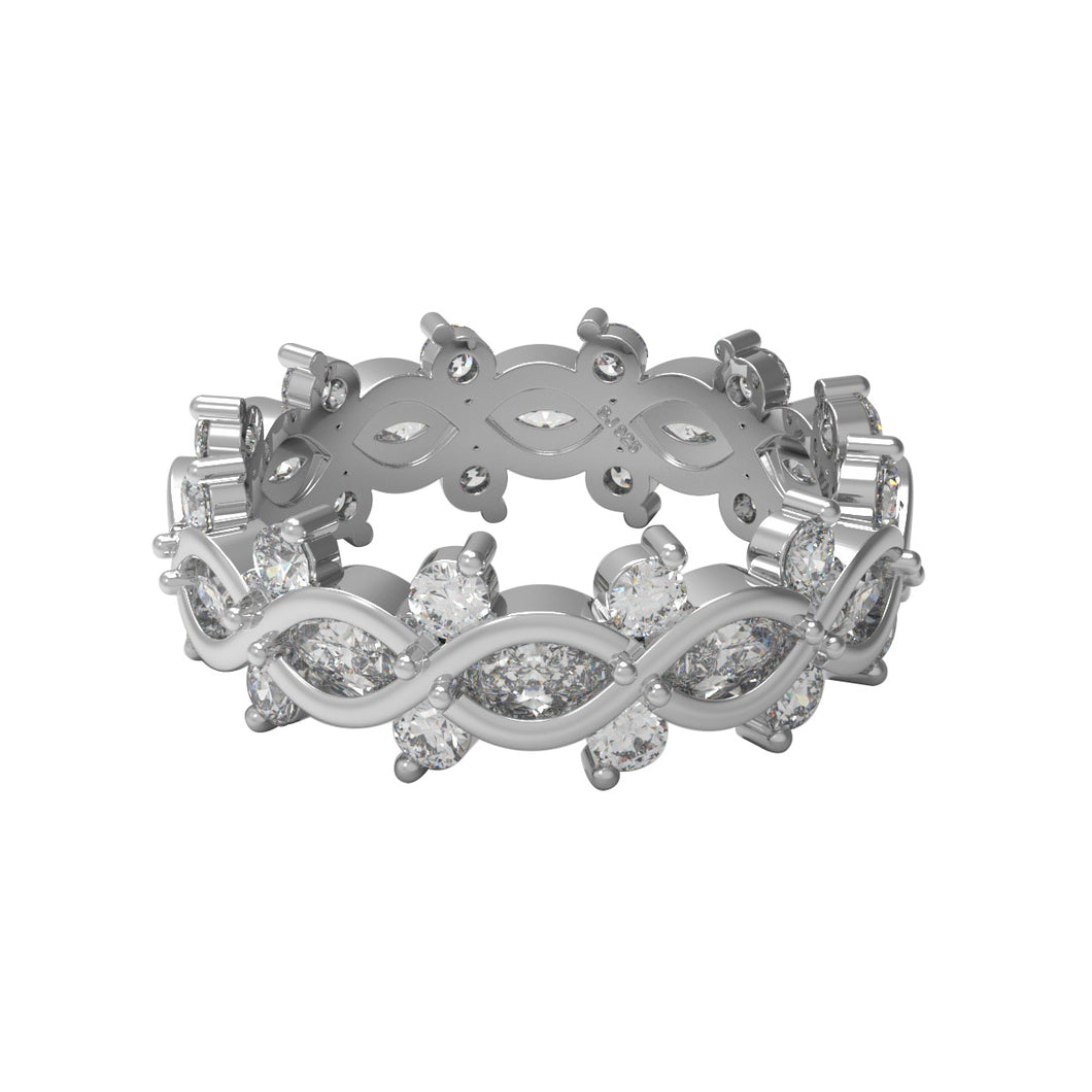 Moissanite Eternity Band Twisted Vine Ring – Sterling Silver