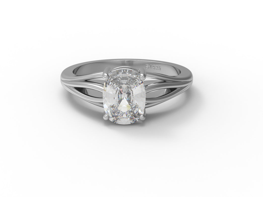 Moissanite Oval Cut Solitaire Ring - Sterling Silver