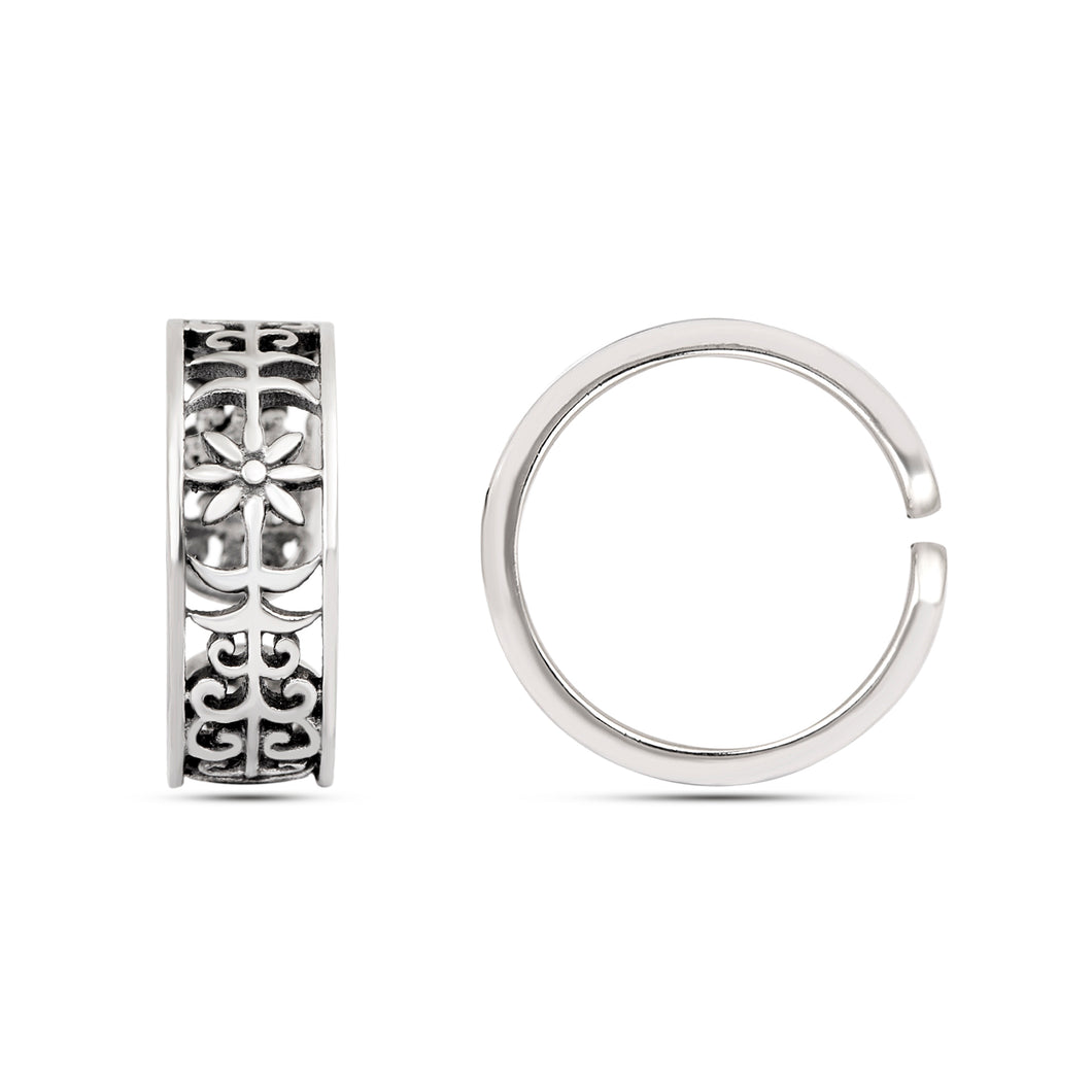 925 Sterling Silver Floral Cutwork Adjustable Toe Ring