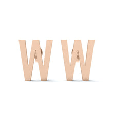 Load image into Gallery viewer, Initial &quot;W&quot; Monogram Stud Earring – Sterling Silver

