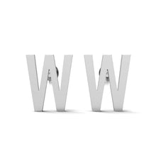 Load image into Gallery viewer, Initial &quot;W&quot; Monogram Stud Earring – Sterling Silver

