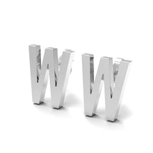 Load image into Gallery viewer, Initial &quot;W&quot; Monogram Stud Earring – Sterling Silver
