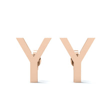 Load image into Gallery viewer, Initial &quot;Y&quot; Monogram Stud Earring – Sterling Silver
