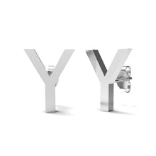 Load image into Gallery viewer, Initial &quot;Y&quot; Monogram Stud Earring – Sterling Silver
