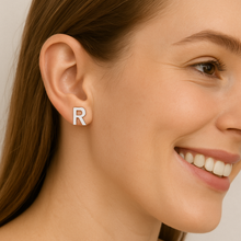 Load image into Gallery viewer, Initial &quot;R&quot; Monogram Stud Earring – Sterling Silver
