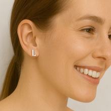 Load image into Gallery viewer, Initial &quot;L&quot; Monogram Stud Earring – Sterling Silver
