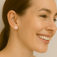 Load image into Gallery viewer, Initial &quot;M&quot; Monogram Stud Earring – Sterling Silver
