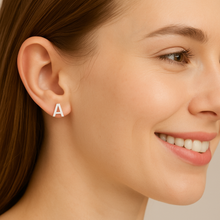 Load image into Gallery viewer, Initial &quot;A&quot; Monogram Stud Earring – Sterling Silver
