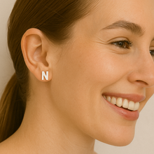 Load image into Gallery viewer, Initial &quot;N&quot; Monogram Stud Earring – Sterling Silver
