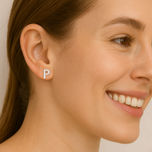 Load image into Gallery viewer, Initial &quot;P&quot; Monogram Stud Earring – Sterling Silver
