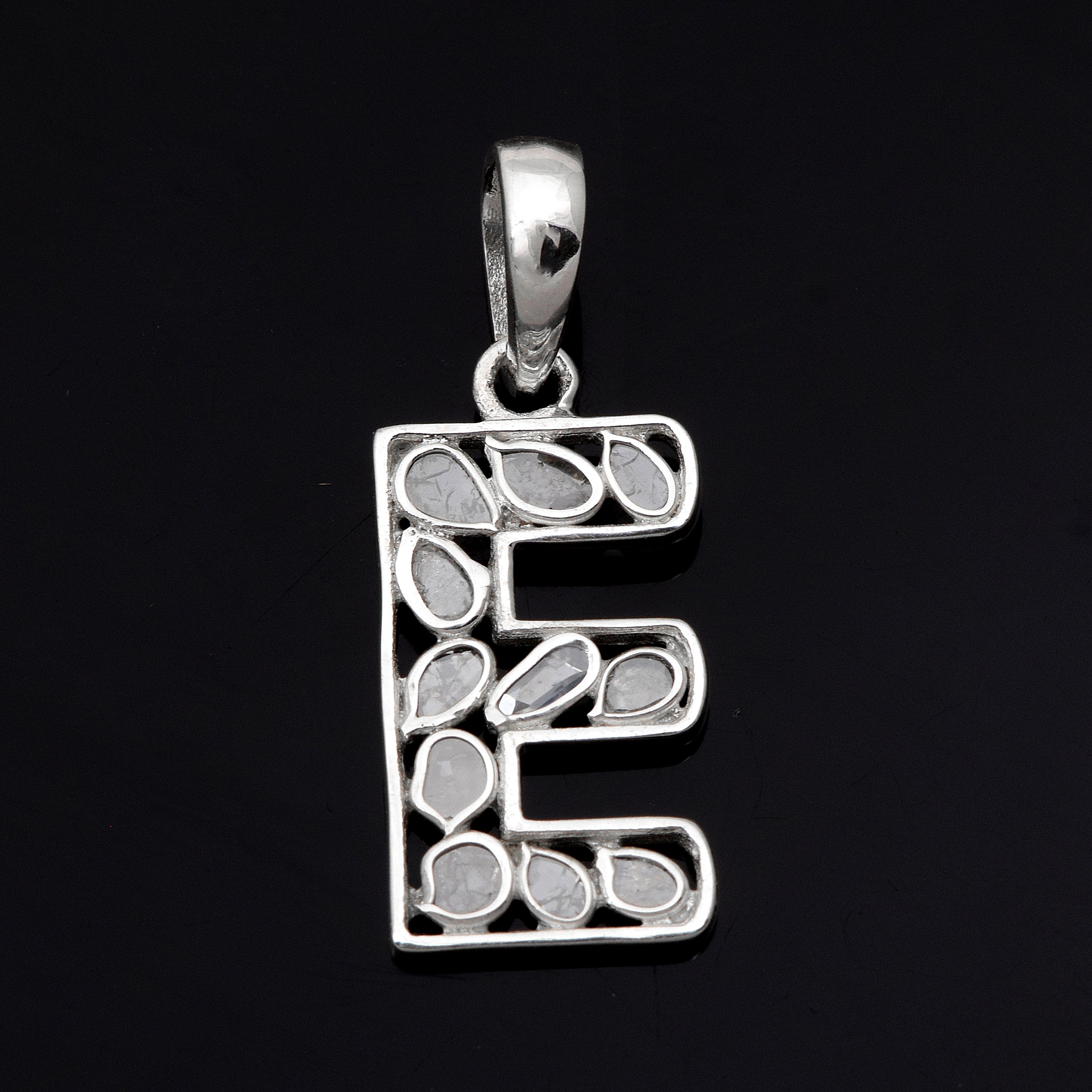 Personalized Natural Polki Diamond Initial Alphabet Pendant