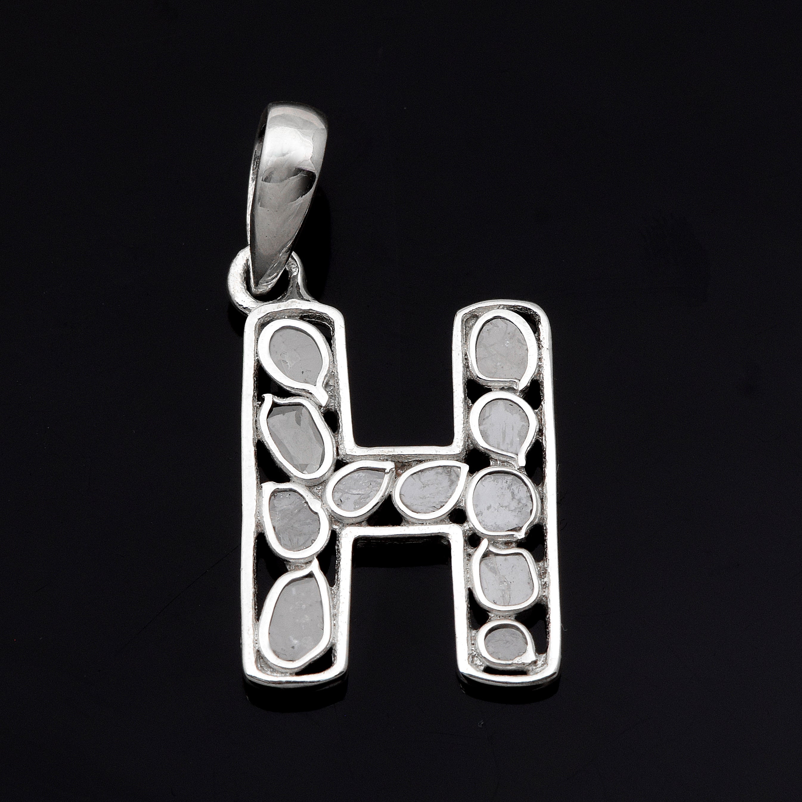 Personalized Natural Polki Diamond Initial Alphabet Pendant