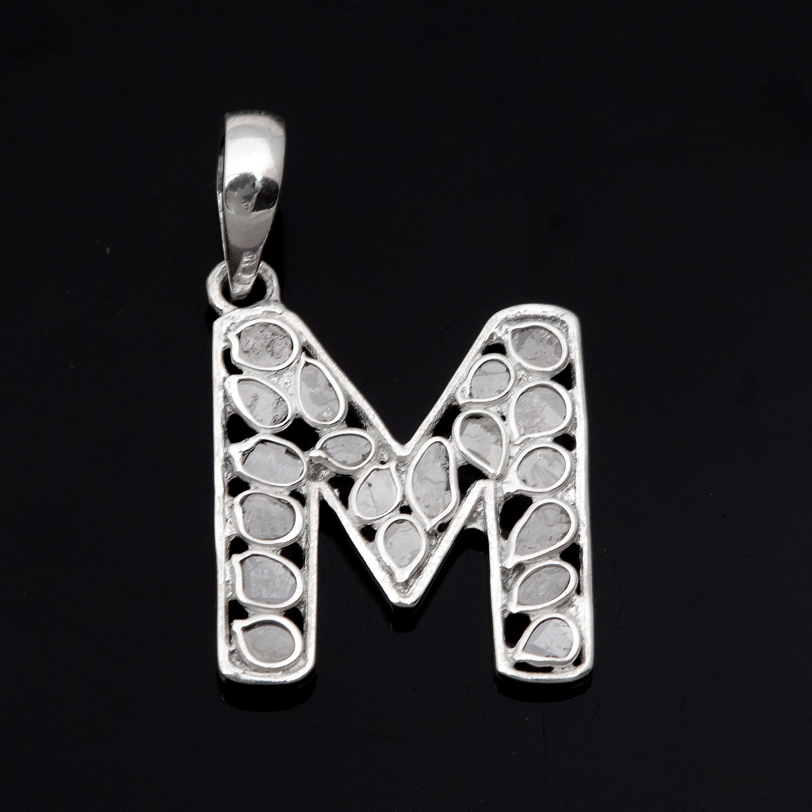 Personalized Natural Polki Diamond Initial Alphabet Pendant
