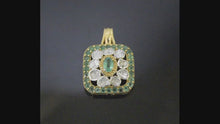 Load and play video in Gallery viewer, 0.50 CTW Diamond Polki Emerald Square Pendant
