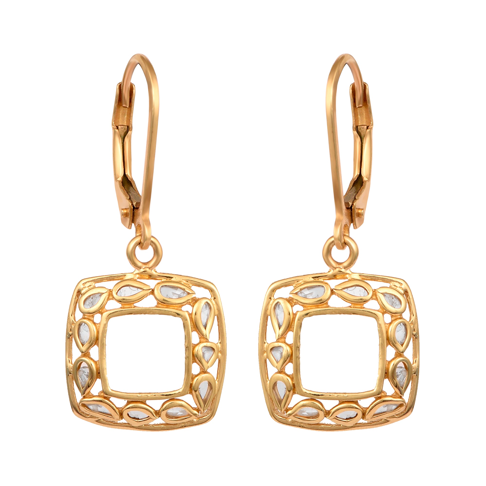 0.25 CTW Natural Polki Diamond Cushion Shape Lever Back Earrings