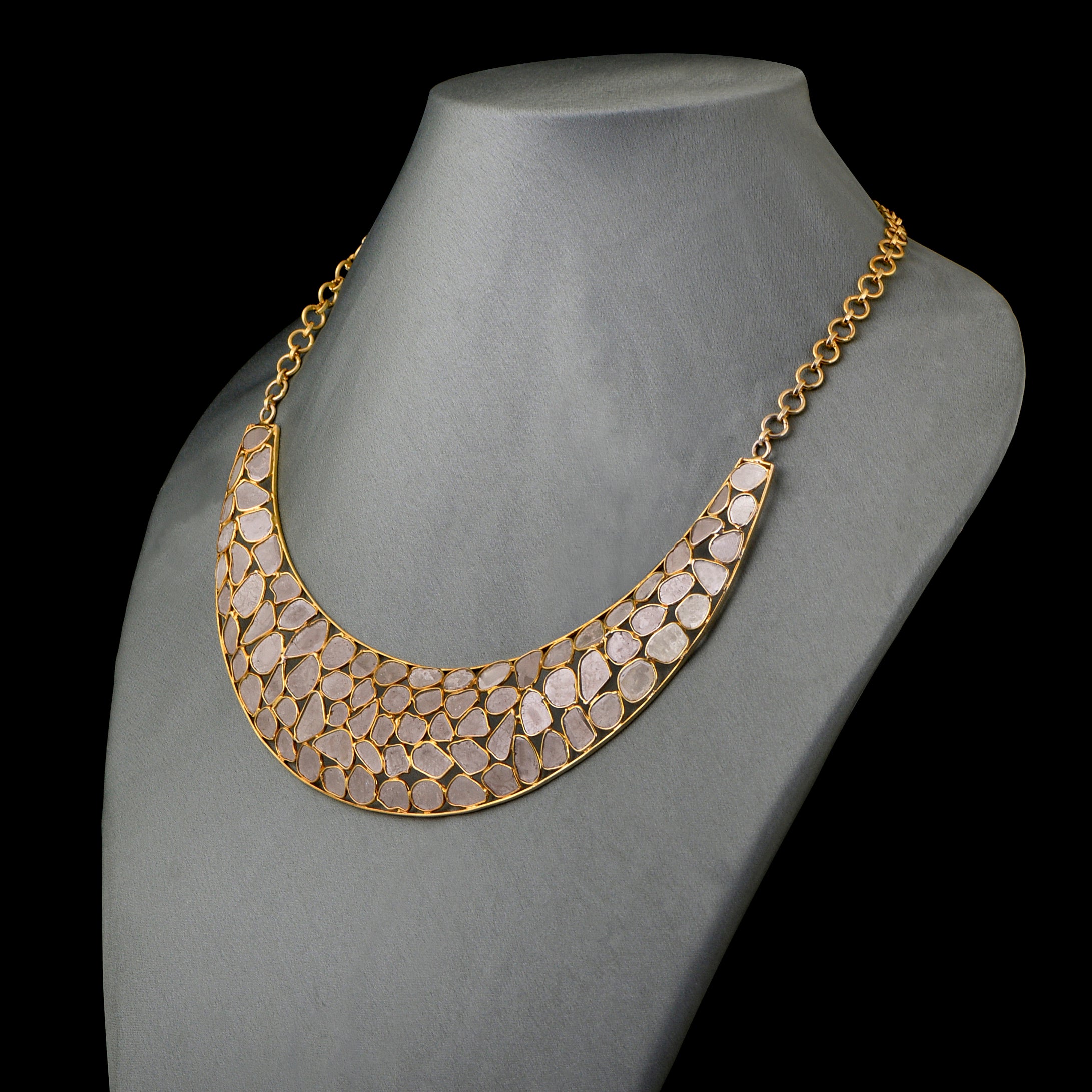 41 CTW Diamond Polki Bib Necklace