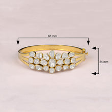 Load image into Gallery viewer, 4.00 CTW Natural Mugal Cut Read Diamond Polki Openable Bangle Bracelet 925 Sterling Silver 14K Gold Plated
